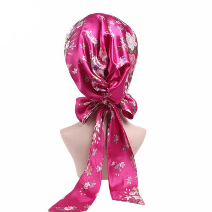 Luxury Satin Silk Head Scarf Bonnet Wrap Bow Ties