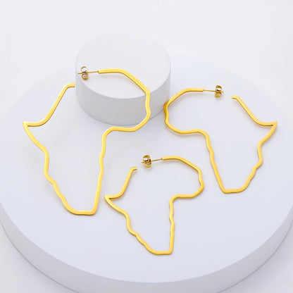 11cm Large Africa Map Shape Hoop Earrings