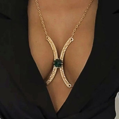 Round Crystal Rhinestone Centred Bra Bracket Underwear Body Jewellery