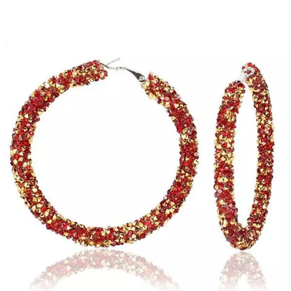 Diamante Rhinestone Glitter Hoop Earrings