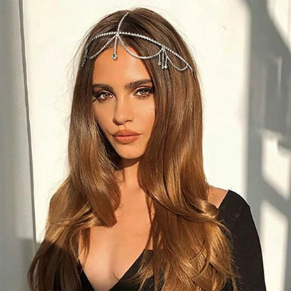 Crystal Diamante Rhinestone Multi layered Tassels Headpiece Hair Jewelle
