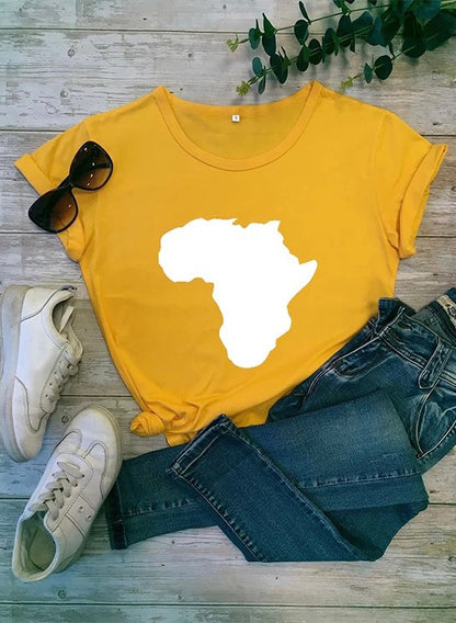 Heritage Printed Outlined Africa Map Cotton T Shirts