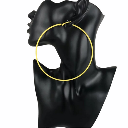 Funky 10cm Colourful Retro Round Hoop Earrings