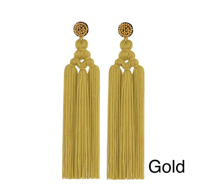 Bohemian Long Fringed Tassel And Beads Earrings