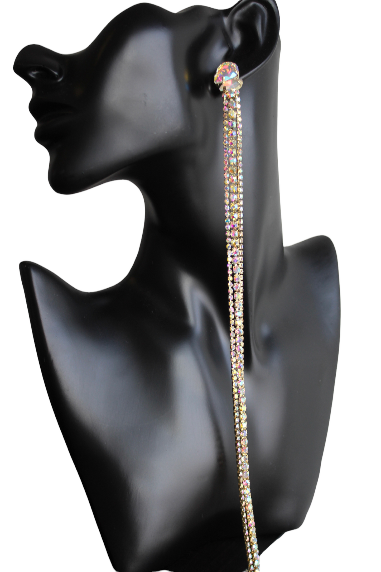 Extra Long Elegant Statement Crystal Diamante Rhinestone Rope Tassel Earrings