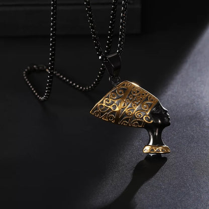 Gold Plated Ancient Egyptian Queen Nefertiti Pendant Necklace