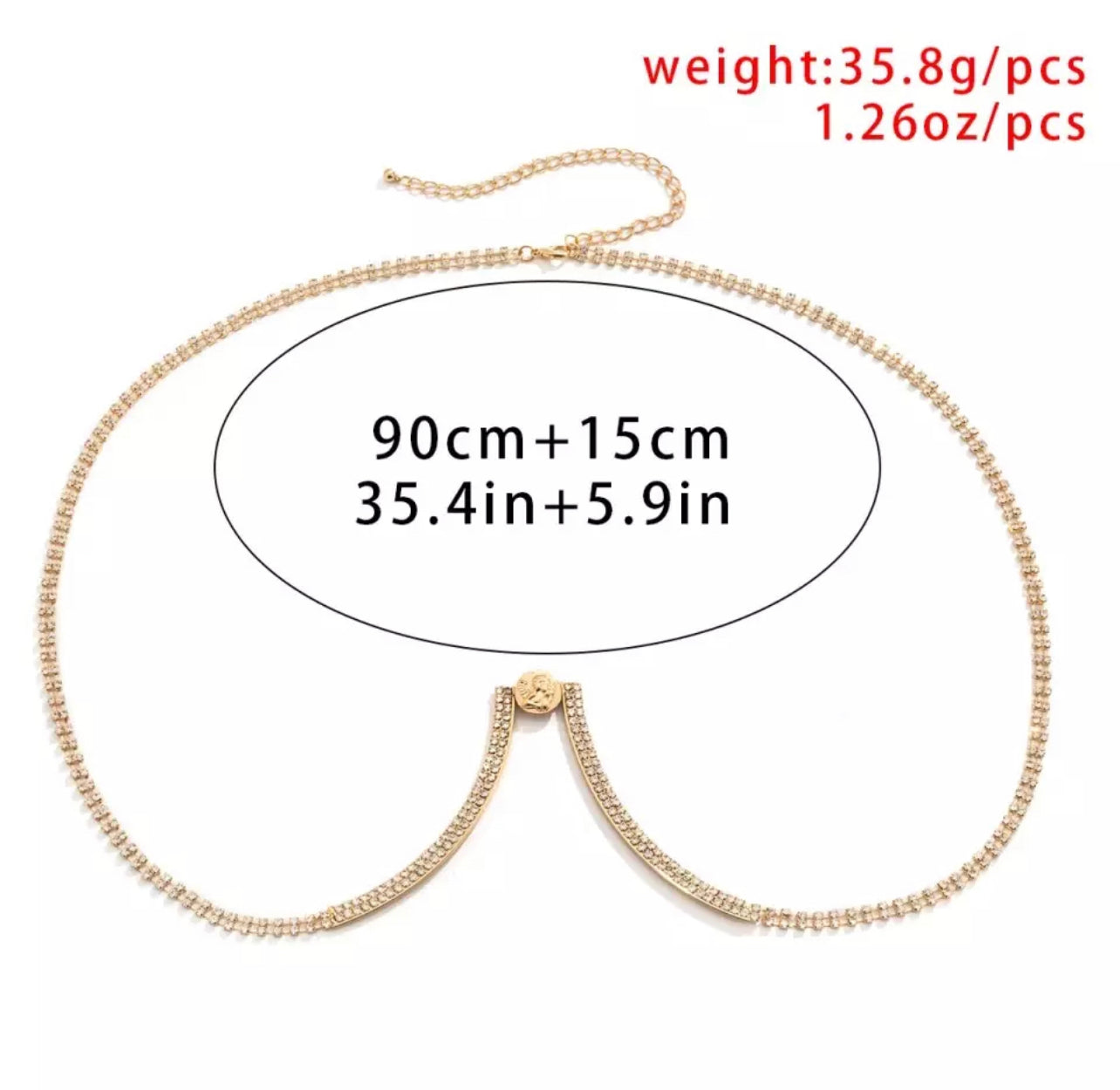 Crystal Rhinestone Bra Bracket Underwear Statement Body Chain Jewellery