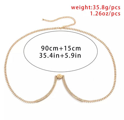Crystal Rhinestone Bra Bracket Underwear Statement Body Chain Jewellery