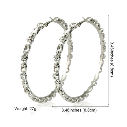 8CM Multicolour Luxury Crystal Rhinestones Medium Statement Hoop Earring