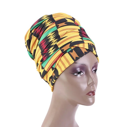 Long Stretch Printed Ankara Fabric Turban Head Wraps