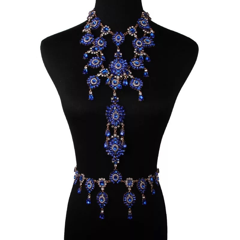 Rhinestone Sparkling Crystal Bling Body Harness Statement Chain Jewellery