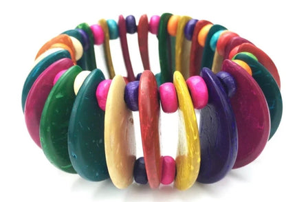 Coconut Shell Beaded Bangle Bracelets