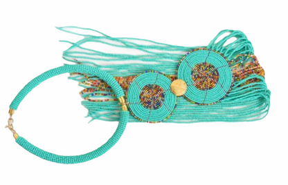 African Tribal Beaded Fringe Pendant Necklaces