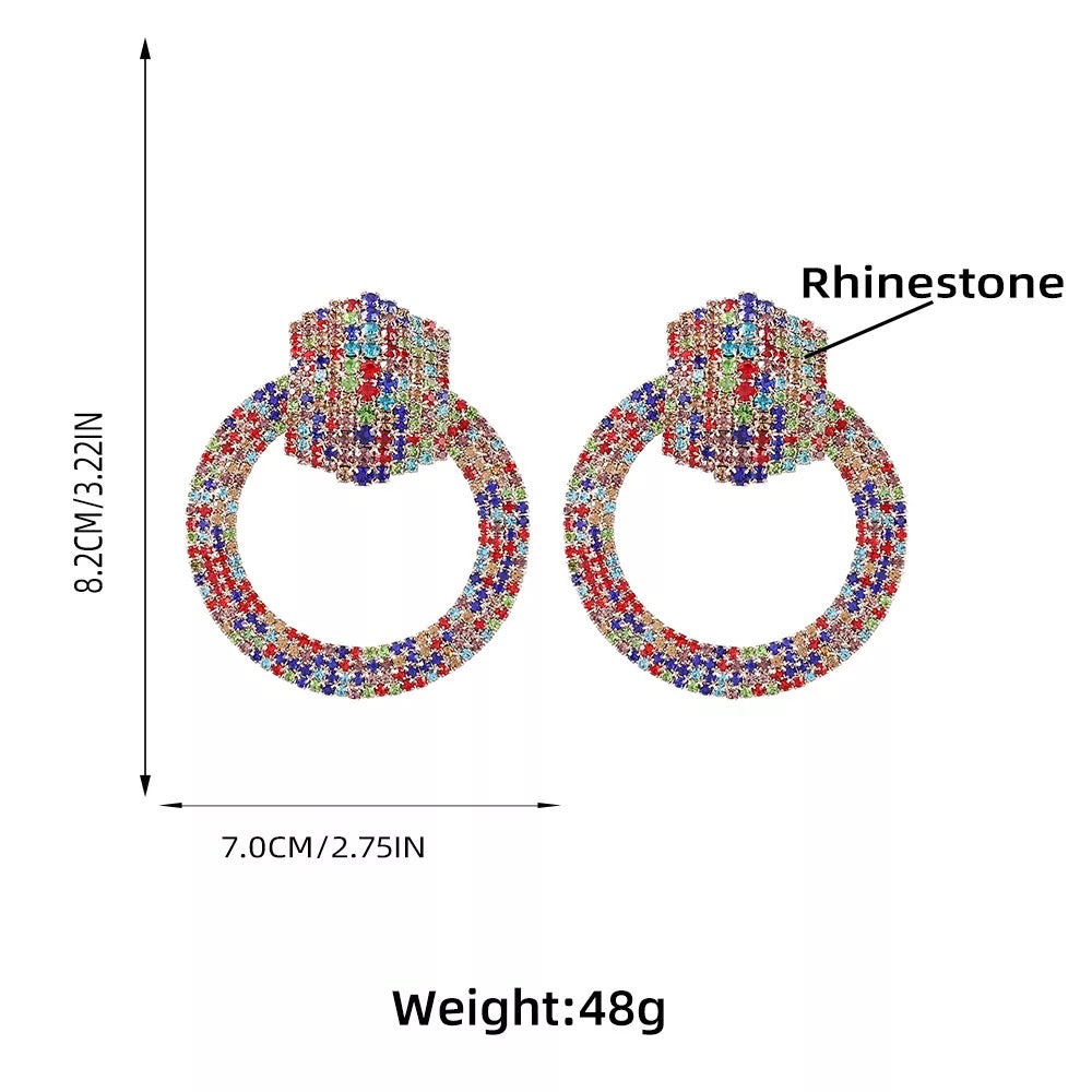 Large Luxury Crystal Rhinestones Statement Stud Earrings