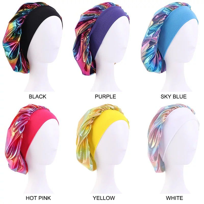 Wide Elastic Band Laser Breathable Lightweight Single Layered Bonnet Caps