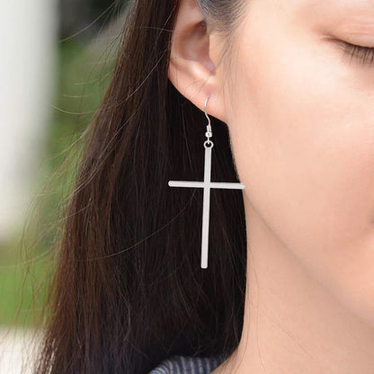 Lightweight Cross Pendant Dangle Earrings