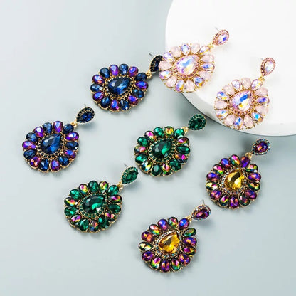 Luxury Classic Style Rhinestones Crystal Teardrop Stud Dangle Earrings