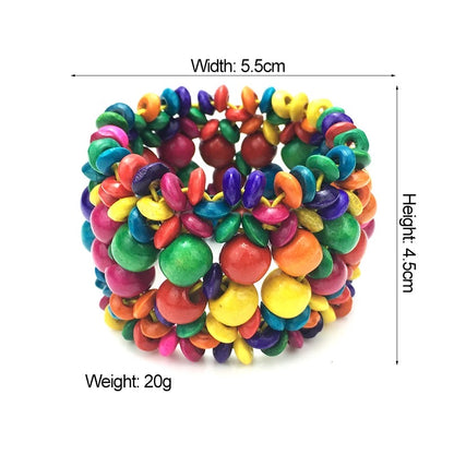 Multicolour Coconut Beaded Shells Bangle Bracelet