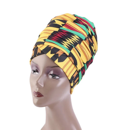 Long Stretch Printed Ankara Fabric Turban Head Wraps