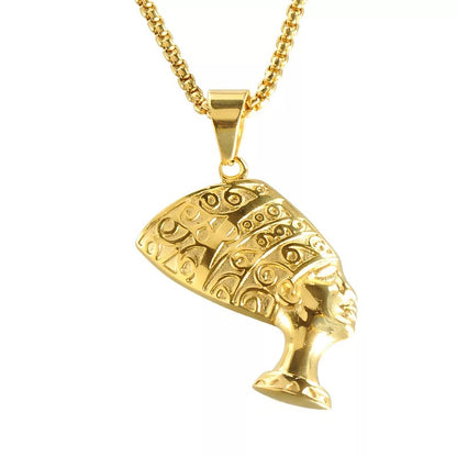 Gold Plated Ancient Egyptian Queen Nefertiti Pendant Necklace