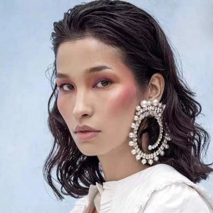 Oversized Bohemian Tribal Beaded Ethnic Statement Round Stud Earrings