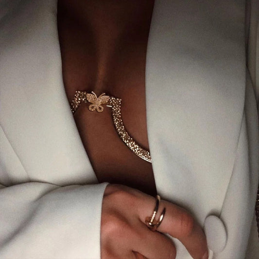 Crystal Rhinestone Bra Bracket Underwear Statement Body Chain Jewellery