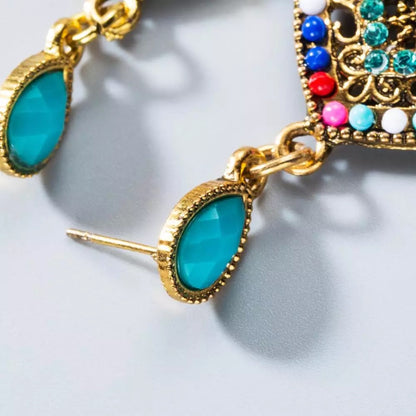 Ethnic Bohemian Vintage Style Resin Rhinestones Beads Teardrop Retro Dangle Ea
