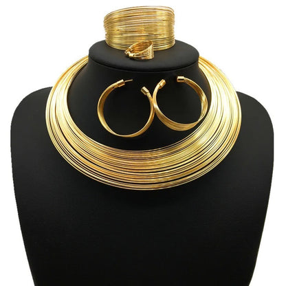 Luxury Multilayer Wire Metal Choker Jewellery Set
