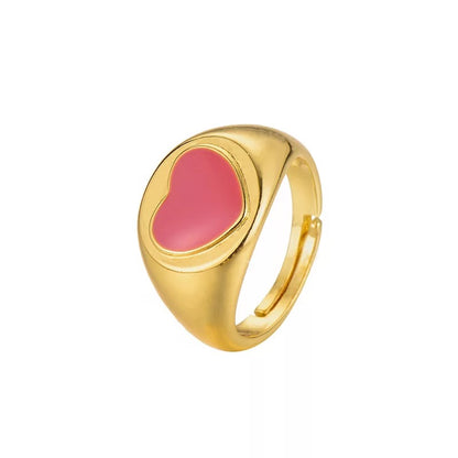 Large Heart Shaped Gold Plated Pastel Statement Rings
