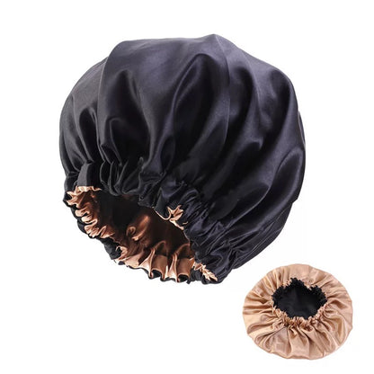 Large Satin Silk Revisable Bonnet Caps With Ruffle Edges