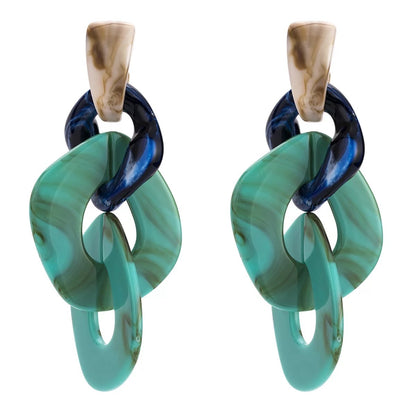 Long Bohemia Acrylic Chain Statement Dangle Stud Earrings