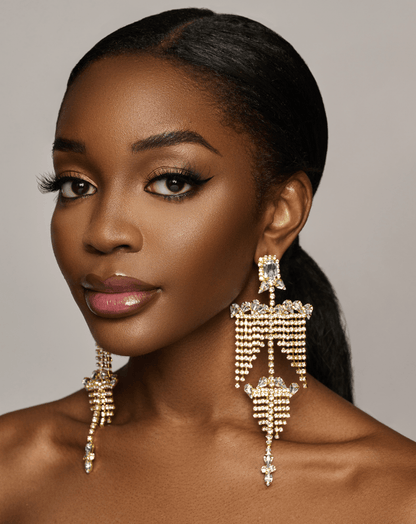 Elegant Chandelier Crystal Earrings – Statement Bridal and Evening Jewellery - Fatisha Boutique