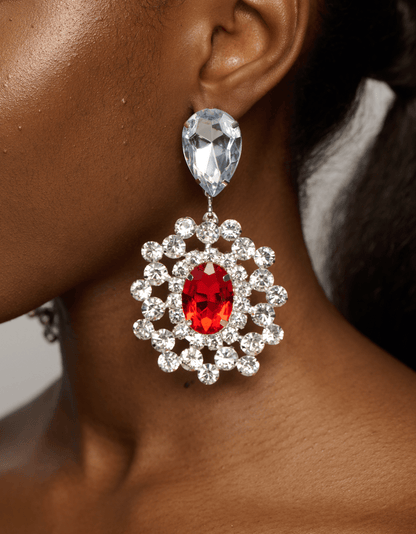 Elegant Glamorous Statement Diamante Rhinestone Dangle Earrings - Fatisha Boutique