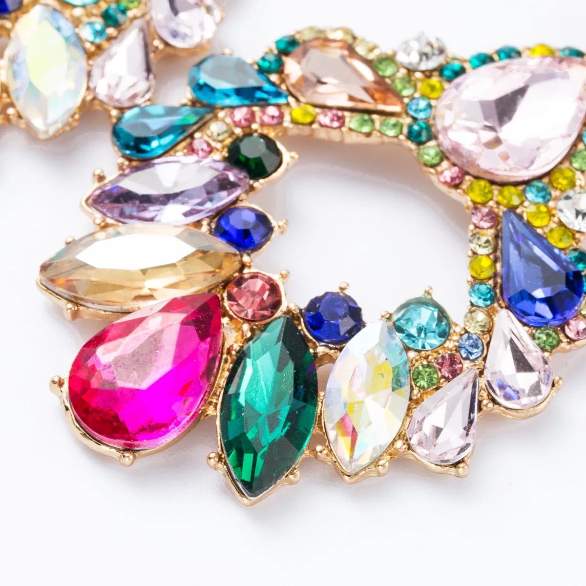 Elegant Multicolour Rhinestones Teardrop Statement Dangle Earrings - Fatisha Boutique