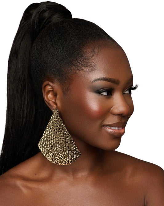 Elegant Oversizes Triangle Metal Statement Earrings - Fatisha Boutique
