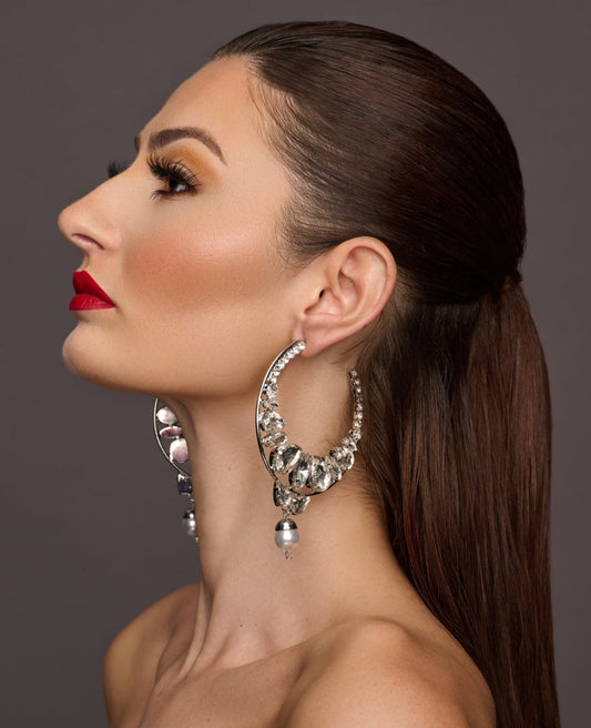 Elegant Rhinestones Statement Stud Earrings - Fatisha Boutique