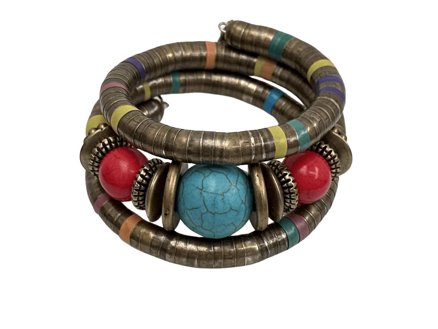 Exotic Retro Ethnic Tribal Resin Beaded Bangle Bracelet Cuff - Fatisha Boutique