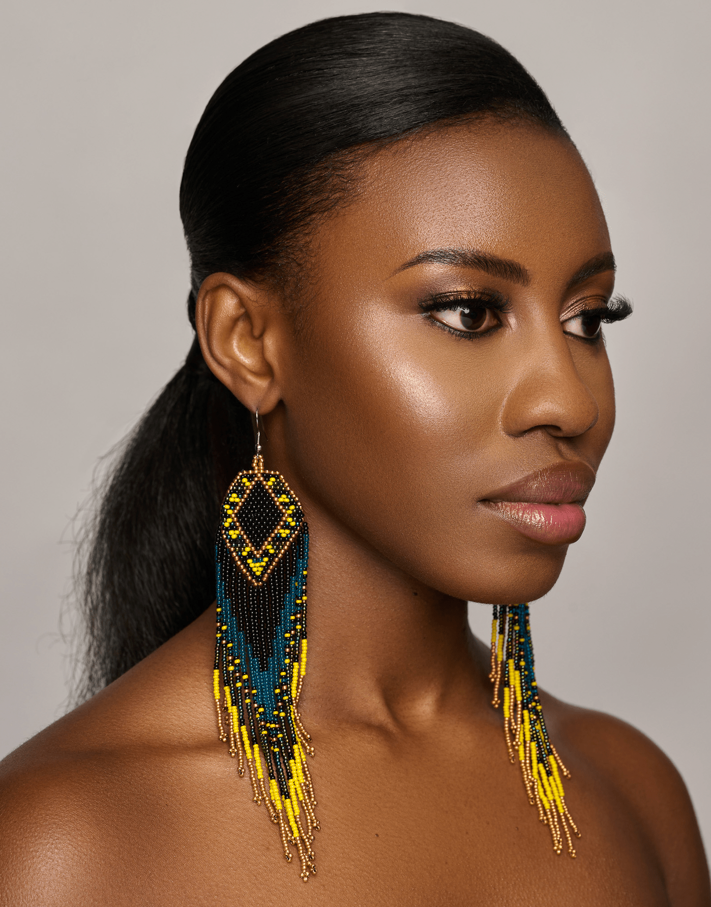 Extra Long Elegant Authentic African Ethnic Statement Dangle Tassel Earrings - Fatisha Boutique