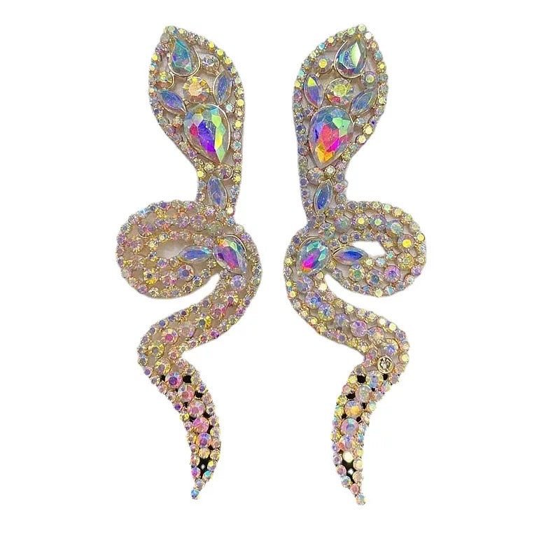 Glamorous Large Statement Diamante Rhinestone Snake Stud Earrings - Fatisha Boutique