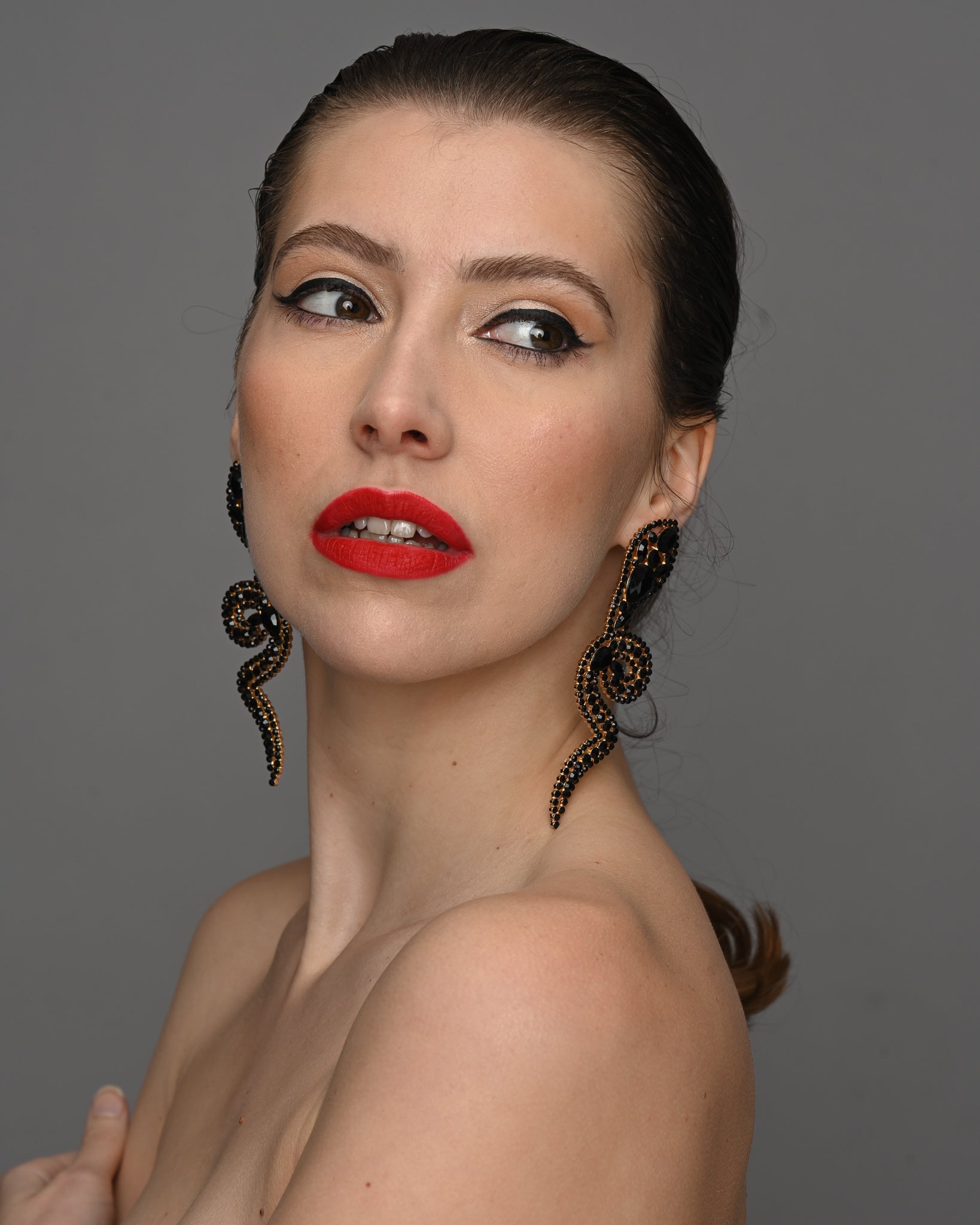 Glamorous Large Statement Diamante Rhinestone Snake Stud Earrings - Fatisha Boutique
