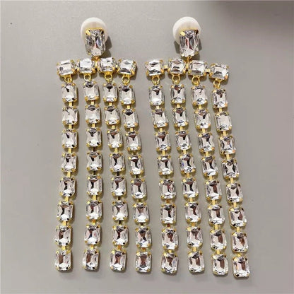 Glamorous Multi - Strand Statement Luxury Crystal Chandelier Drop Earrings - Fatisha Boutique