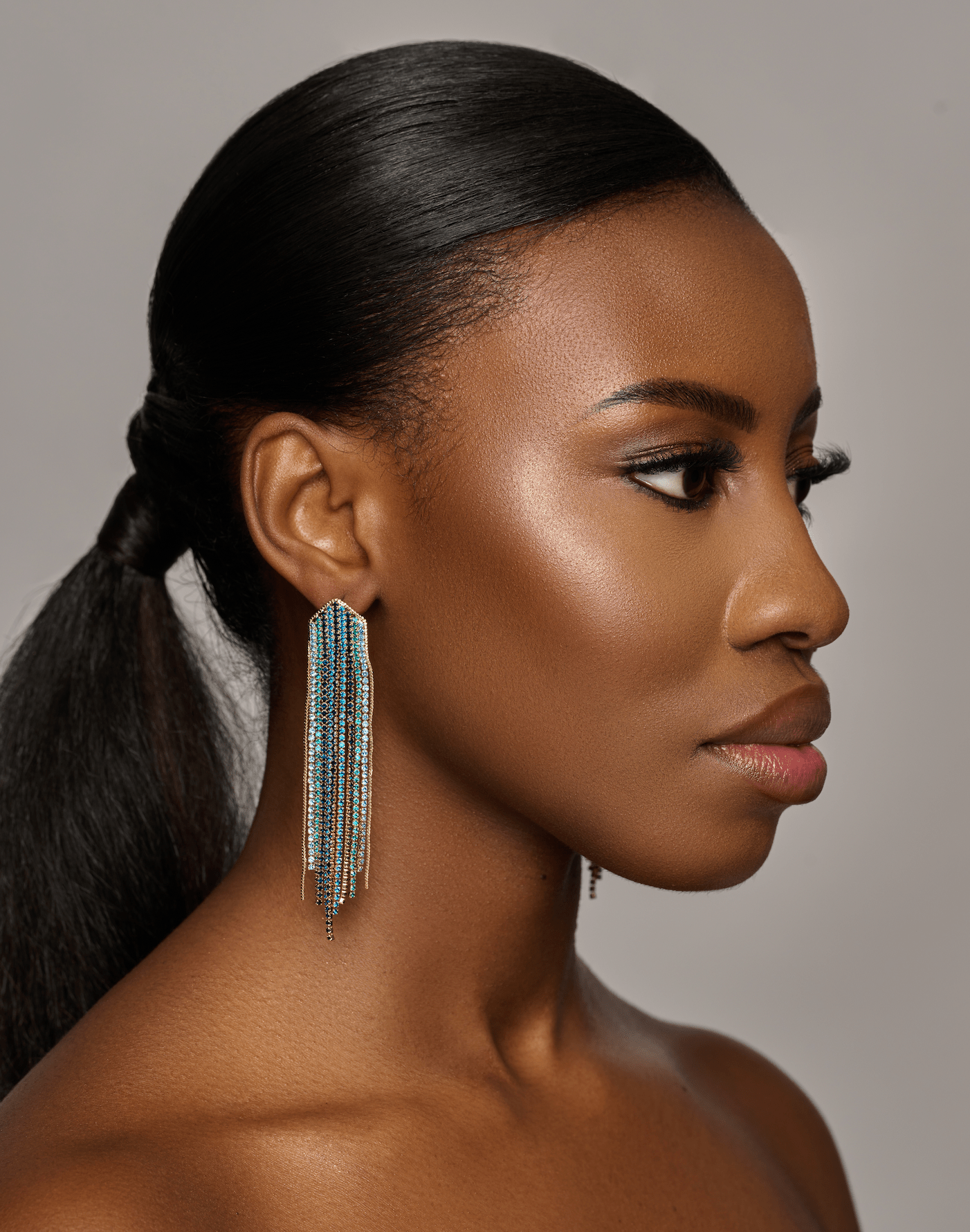 Glamorous Statement Crystal Rhinestone Tassel Earrings - Fatisha Boutique