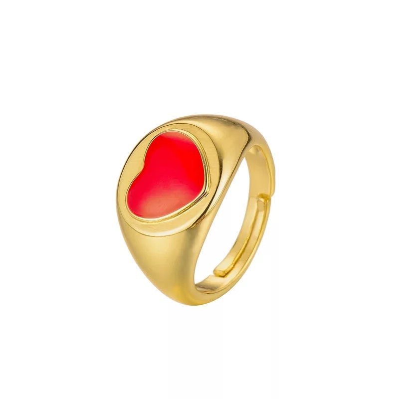 Gold Plated Heart Shaped Pastel Statement Rings - Fatisha Boutique