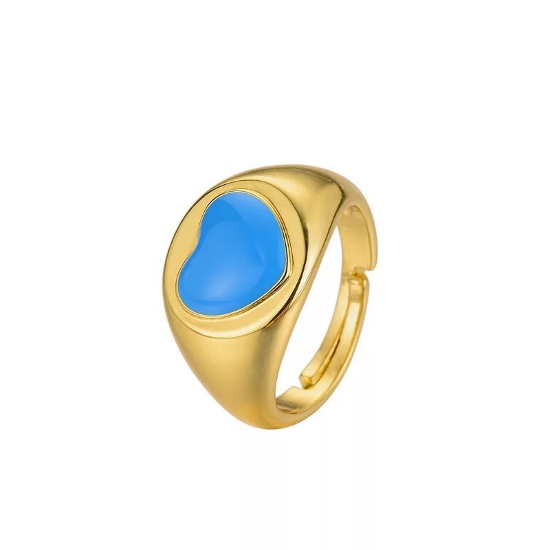 Gold Plated Heart Shaped Pastel Statement Rings - Fatisha Boutique