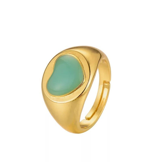 Gold Plated Heart Shaped Pastel Statement Rings - Fatisha Boutique
