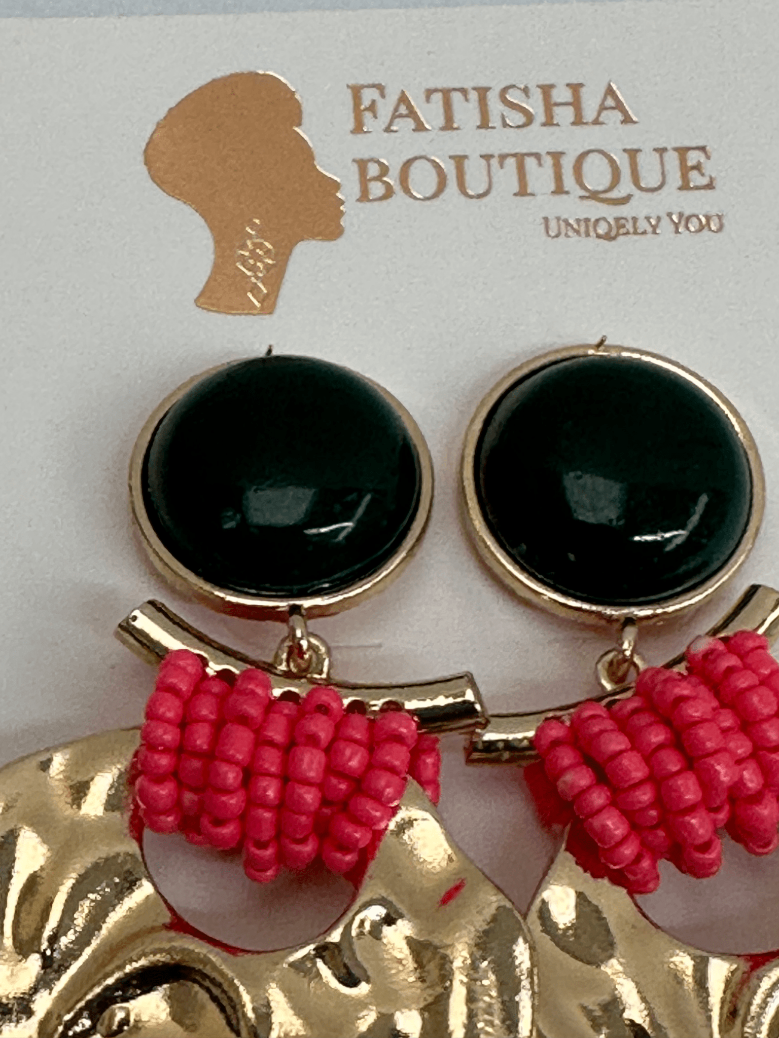 Green and Pink Beaded Statement Earrings – Unique Bold Drop Earrings for Women - Fatisha Boutique