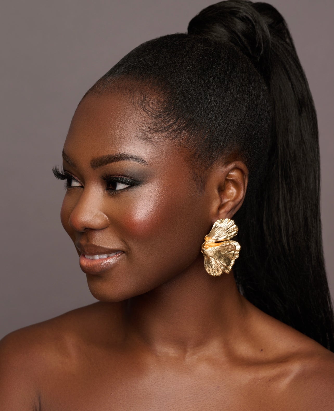 Hammered Alloy Metal Petals Flowers Shaped Stud Drop Earrings - Fatisha Boutique