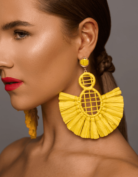 Handmade Bohemian Raffia Statement Earrings for Women - Fatisha Boutique