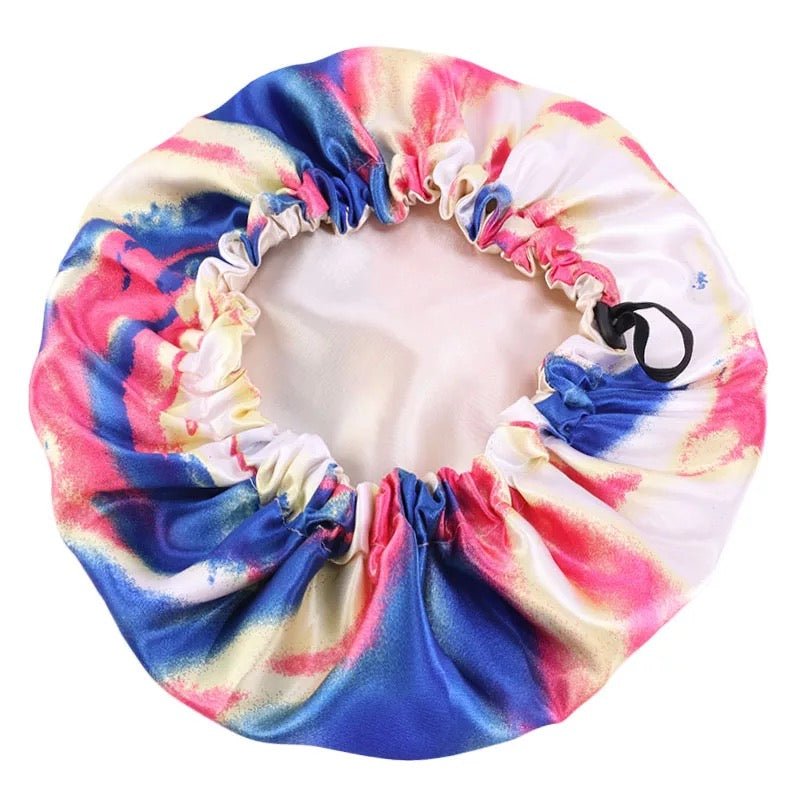 Kids Adjustable Double - Layered Reversible Satin Silk Bonnet Cap | Tie - Dye Sleep Cap | Hair Protection - Fatisha Boutique