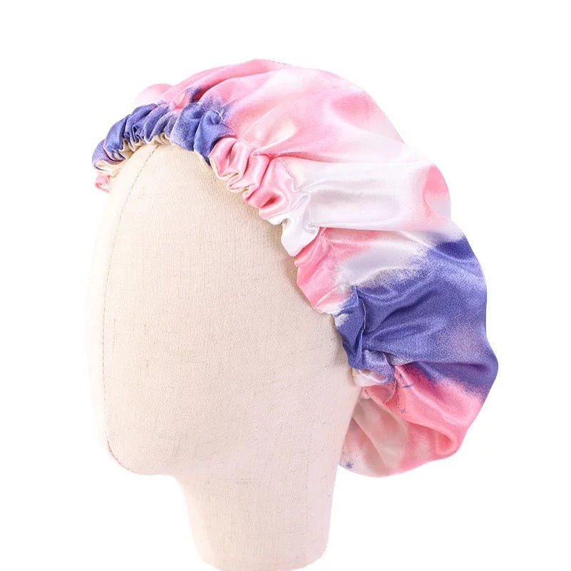 Kids Adjustable Double - Layered Reversible Satin Silk Bonnet Cap | Tie - Dye Sleep Cap | Hair Protection - Fatisha Boutique